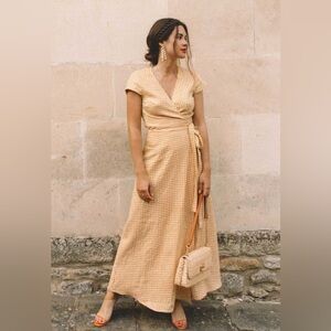 & Other Stories Gingham Linen Wrap Dress